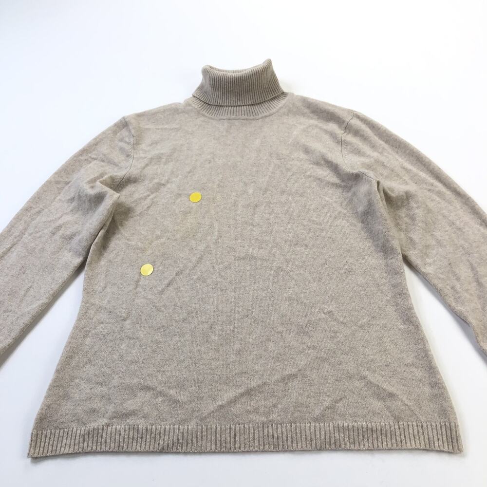 Marshall Fields VINTAGE Large 100% Cashmere Turtleneck Sweater Beige PLS READ